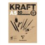 Clairefontaine 975814C Bloc Encollé Papier Kraft - 50 Feuilles Papier Kraft Vergé Brun A5 14