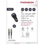 Pack chargeur + câble - THOMSON - Chargeur de voiture 60 W - Câble C vers L 5A - Longueur 1.5m