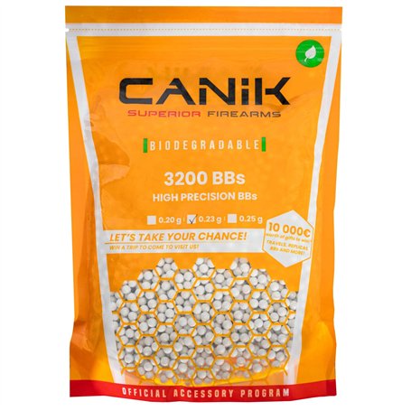 Billes Airsoft / 3200 Billes 0.23gr / Biodégradables/Couleur: Blanc