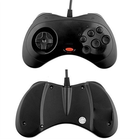 Link-e : 2 X Manette de Jeu Sega Saturn Noire à Connexion USB Compatible PC/Mac
