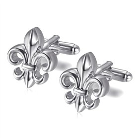 BOBIJOO JEWELRY - Paire Boutons de Manchette Fleur de Lys Argenté Symbole Patriote Royaliste