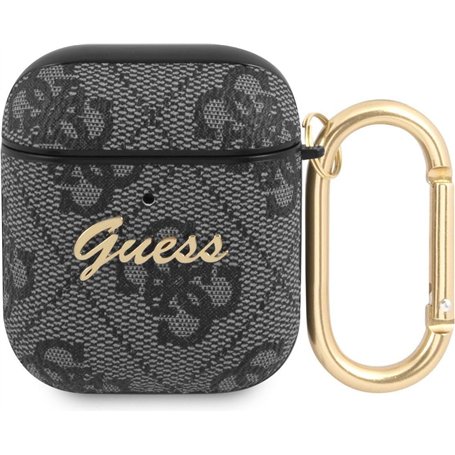 Guess GUA24GSMK Coque pour AirPods Gris 4G Script Metal Collection