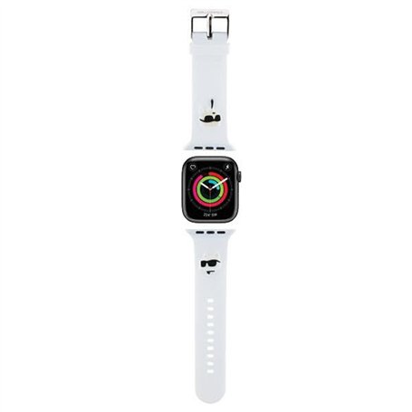 KARL LAGERFELD KLAWMSLKCNH Bracelet de montre en caoutchouc 3D pour Apple Watch 38/40/41 mm Blanc