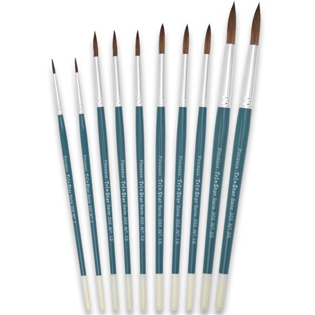 Tristar Série 202 Assortiment de 10 Pinceaux écoliers Poils de Poney (2 x n°2