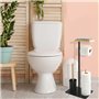 MSV - Combiné WC avec Support Smartphone TEIKI - Porte-Rouleau Papier WC Bambou & Acier + Brosse WC + Supporte 3 Rouleaux de Rec