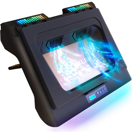 KLIM Everest - Support Ordinateur Portable Ventilé - Nouveauté - Refroidisseur PC Portable à Turboventilateur (4300 RPM) et Mous