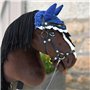 Hobby Horse Ensemble d'accessoires Licol moumoute Bleu avec Longe et Bonnet Anti-Insectes Bleu pour activité de Hobby Horsing.