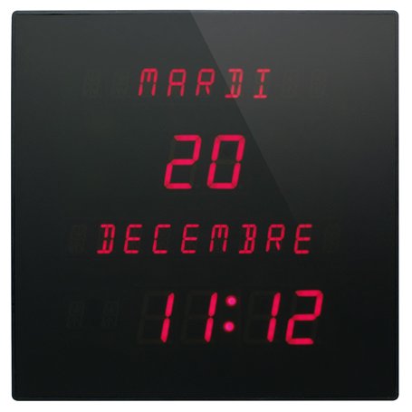 STAB HIGH TECH PARTS Horloge calendrier murale à LED rouges CT2828R– Excellente lisibilité – Repérage rapide et simple – Afficha