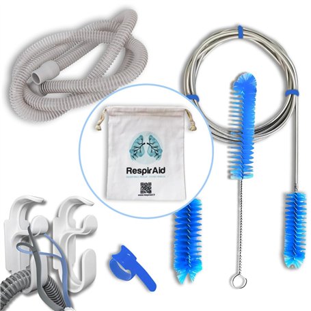 Kit Premium de Nettoyage CPAP RESPIRAID – Tuyau 19 mm inclus + brosses masques