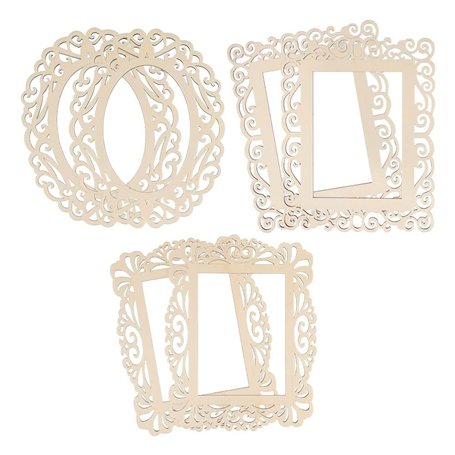 Ideen mit Herz Lot de 6 cadres décoratifs en contreplaqué - Différents designs - Avec corde de jute pour suspendre