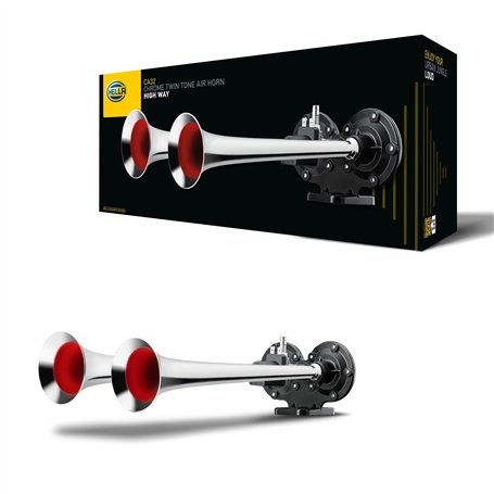 HELLA Trompette CA32-24V - 115dB(A) - 370Hz-415Hz - à tonalité aiguë/à tonalité grave - pneumatique-électrique - ECE - Couleur d