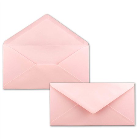 Lot de 75 enveloppes à lettre - Rose - DIN long - 110 x 220 mm (11 x 22 cm) - Fermeture humide sans fenêtre - Idéal pour cartes