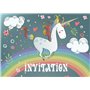 Edition Colibri (10754 FR 10 invitations en Français LICORNE SUR L'ARC-EN-CIEL: lot de 10 cartes d'invitation tendres et illustr