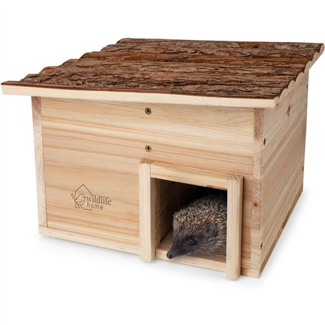 wildlife home Maison pour hérisson en bois avec fond et toit en bœuf résistant aux intempéries I Mangeoire pour hérisson I Prote
