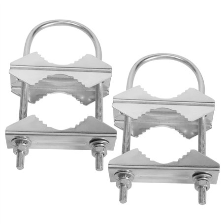 HUTSRAI Pince de Mât D'Antenne Double Support de Mâchoire en V Boulons en U MatéRiel de de Tuyau 2 Ensembles pour Antenne WiFi