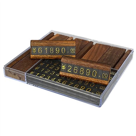 PRATYAHARA 10 Ensembles/Boîte Mini Bois Combiné Numéro Prix Cube Étiquette Numéro Réglable Prix Étiquette Signe Titulaire Carte