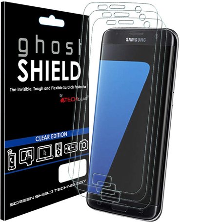 TECHGEAR [3 Pack] Protection Écran pour Galaxy S7 Edge [ghostSHIELD] Film de Protection Souple en TPU avec Protection Totale de