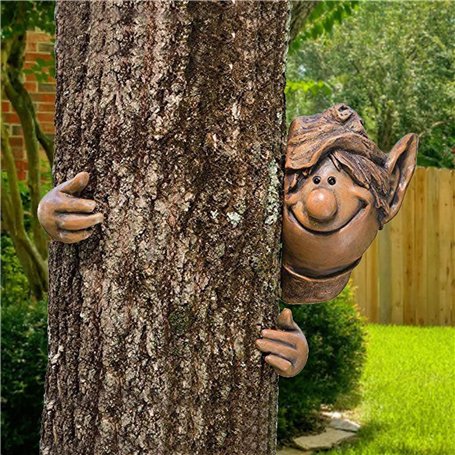 Garden Mile® Ornements de jardin fantaisie en résine avec visage d'elfe - Décoration de jardin féérique - Décoration d'intérieur
