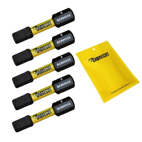 5 x SabreCut SCRH532_5 32 mm H5 Hex Magnétique Impact Tournevis Embouts Set Single End Heavy Duty Compatible avec Dewalt Milwauk