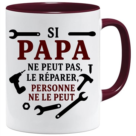 Jungle Mug – si papa ne peut pas le réparer | cadeau fête des pères papa bricoleur | tasse humour outils homme | idée cadeau ann