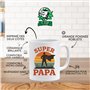 JungleMug – Cadeau fête des pères papa | Mug Super Papa rétro silhouette cape héros | Idée cadeau papa anniversaire original | T
