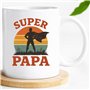 JungleMug – Cadeau fête des pères papa | Mug Super Papa rétro silhouette cape héros | Idée cadeau papa anniversaire original | T