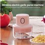 Herzberg, HG03176-PNK, Hachoir électrique Portable sans Fil 250ml Rose, Lame en Acier Inoxydable, Moteur 45 W, récipient de qual
