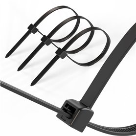 ERKO Réutilisable Serre Câbles Noir 4,8 x 200 mm 100 pièces, pour usage multiple, idéal pour la gestion des câbles, le rangement ERKO Réutilisable Serre Câbles Noir 4