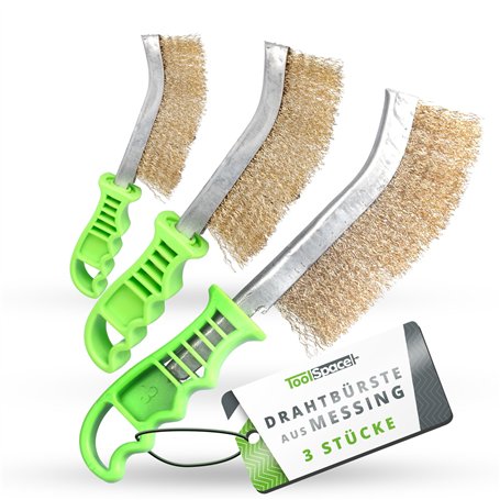 ToolSpace 3x Brosses Métalliques 200mm en Acier Inoxydable Manuelle Brosses pour le Nettoyage des Scories de Soudure Rouille Gri