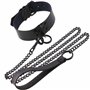 Collier BDSM 43.5cm ⌀2.5cm Laisse BDSM 115cm Noir en Cuir Artificiel et Métal Collier Réglable Jeux Sexuelle Adulte Jouet Érotiq