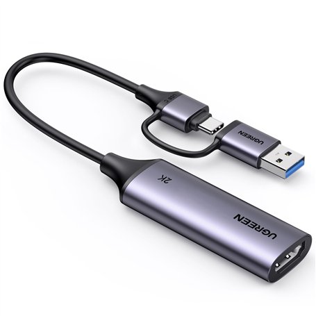 UGREEN Carte de Capture Vidéo HDMI 4K 30Hz vers USB A USB C 3.0 2K 30Hz 1080P Carte Acquisition Enregistrement Plug Play Streami