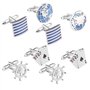 Create idea Lot de 4 paires de boutons de manchette classiques pour homme Motif carte du monde et gouvernail Motif poker et rayu