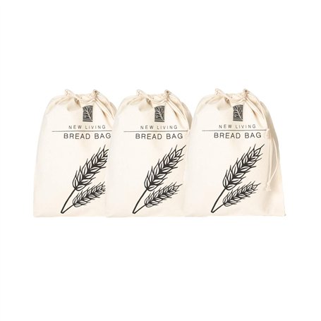 Lot de 3 sacs à pain de qualité supérieure - 29 x 39 cm - En lin écologique - Sans plastique - Sac de rangement alimentaire
