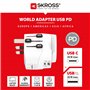 SKROSS - Pro Light USB AC30PD - World - Adaptateur de Voyage Universel 3 pôles pour Le Monde avec Chargeur USB
