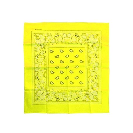 OUTLETISSIMO® BANDANA JAUNE FLUO CARRÉE 100% COTON PAISLEY PIRÉE COFFON SPORT SOUS CASQUE