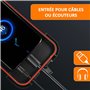 Support Telephone Moto retroviseur Etanche Scooter Coque Compatible avec Les Smartphones jusqu'a 7,5" avec fenetre Arriere Fixat