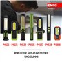EMOS P4535 Travail LED, Lampe d'atelier Rechargeable Externe, Crochet et 4 aimants, 670 LM, portée 40 m, Batterie 2200 mAh avec 