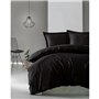 Parure de lit - 1 housse de couette 220 x 240 cm + 2 taies d'oreiller 60 x 60 cm - Satiné 100% coton - Noir