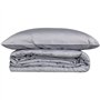 Parure de lit - 1 housse de couette 220 x 240 cm + 2 taies d'oreiller 60 x 60 cm - Satiné 100% coton - Gris