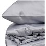 Parure de lit - 1 housse de couette 220 x 240 cm + 2 taies d'oreiller 60 x 60 cm - Satiné 100% coton - Gris