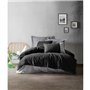 Parure de lit - 1 housse de couette 220 x 240 cm + 2 taies d'oreiller 60 x 60 cm - 100% coton ranforcé - Noir