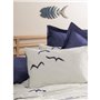 Parure de lit - 1 housse de couette 220 x 240 cm + 2 taies d'oreiller 60 x 60 cm - 100% coton ranforcé - Bleu
