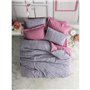 Parure de lit - 1 housse de couette 220 x 240 cm + 2 taies d'oreiller 60 x 60 cm - 100% coton ranforcé - Rose