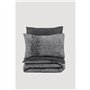 Parure de lit - 1 housse de couette 220 x 240 cm + 2 taies d'oreiller 60 x 60 cm - 100% coton ranforcé - Gris