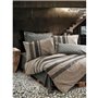 Parure de lit - 1 housse de couette 220 x 240 cm + 2 taies d'oreiller 60 x 60 cm - 100% coton ranforcé - Brun