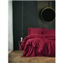 Parure de lit - 1 housse de couette 220 x 240 cm + 2 taies d'oreiller 60 x 60 cm - Satiné 100% coton - Rouge