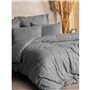 Parure de lit - 1 housse de couette 220 x 240 cm + 2 taies d'oreiller 60 x 60 cm - 100% coton ranforcé - Gris