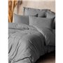 Parure de lit - 1 housse de couette 220 x 240 cm + 2 taies d'oreiller 60 x 60 cm - 100% coton ranforcé - Gris