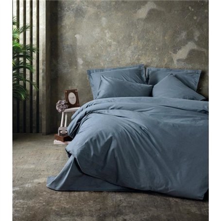 Parure de lit - 1 housse de couette 220 x 240 cm + 2 taies d'oreiller 60 x 60 cm - 100% coton ranforcé - Anthracite