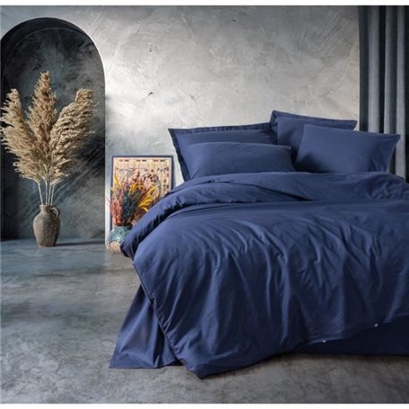 Parure de lit - 1 housse de couette 220 x 240 cm + 2 taies d'oreiller 60 x 60 cm - 100% coton ranforcé - Bleu